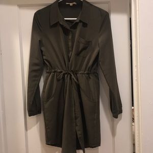 Olive green button up dress